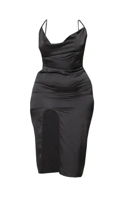Plus Strappy Satin Cowl Midi Dress-PrettyLittleThing Clearance
