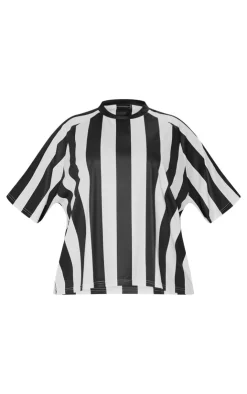 PrettyLittleThing T-Shirts*Plus Striped Oversized Football T-shirt