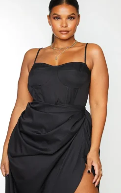 PrettyLittleThing Plus Structure Corset Top Black