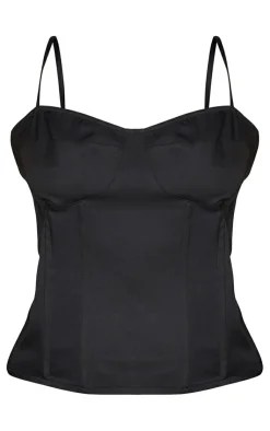 PrettyLittleThing Plus Structure Corset Top Black