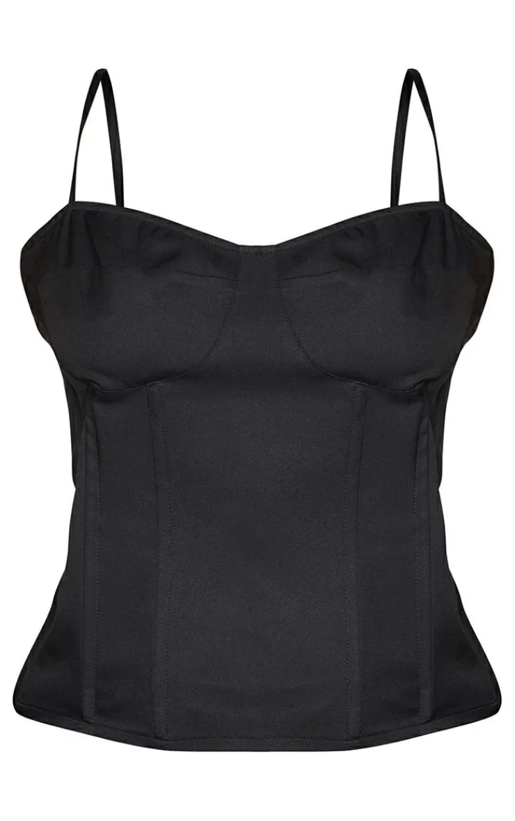 PrettyLittleThing Plus Structure Corset Top Black