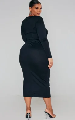 Plus Sweetheart Neck Long Sleeve Midi Dress-PrettyLittleThing Outlet