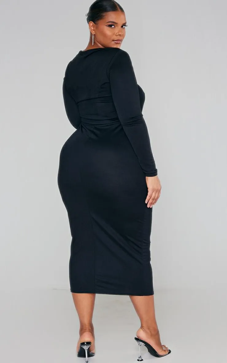 Plus Sweetheart Neck Long Sleeve Midi Dress-PrettyLittleThing Outlet