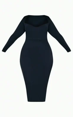 Plus Sweetheart Neck Long Sleeve Midi Dress-PrettyLittleThing Outlet