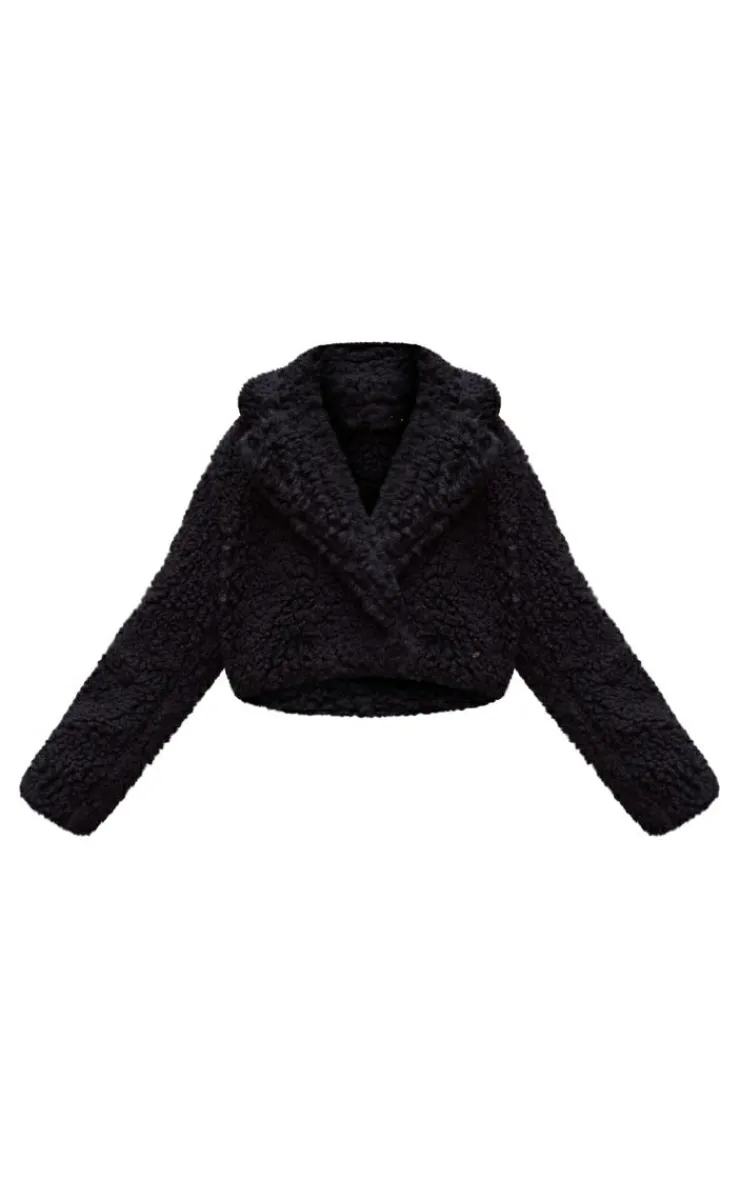 PrettyLittleThing Teddy Coats*Plus Teddy Faux Fur Cropped Coat