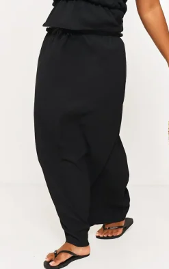 Online PrettyLittleThing Plus Texture Midi Skirt Black