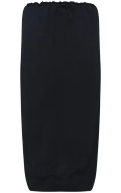 Online PrettyLittleThing Plus Texture Midi Skirt Black