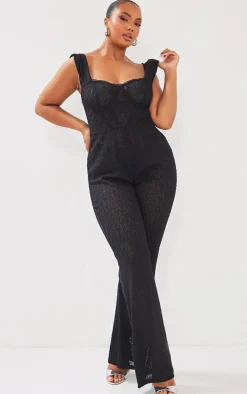Plus Textured Corset Jumpsuit-PrettyLittleThing Outlet