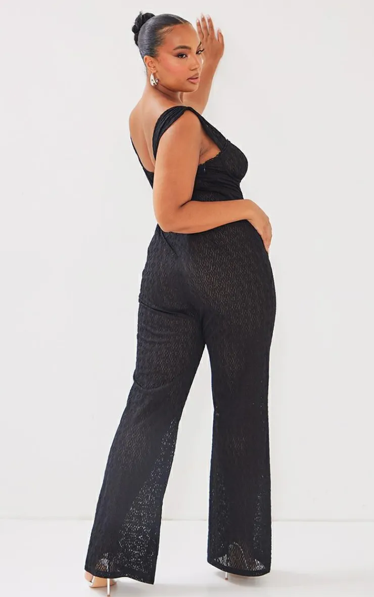 Plus Textured Corset Jumpsuit-PrettyLittleThing Outlet