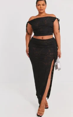 Plus Textured Off Shoulder Crop Top-PrettyLittleThing Outlet
