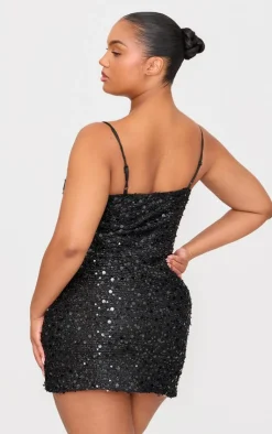 Plus Textured Sequin Embellished Mini Dress-PrettyLittleThing Hot