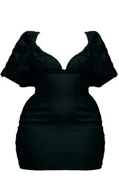 Plus Textured V Bar Bodycon Dress-PrettyLittleThing Online