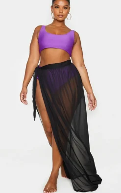 Plus Black Tie Side Maxi Beach Sarong