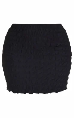 Discount PrettyLittleThing Plus Tiered Ruched Mini Skirt Black