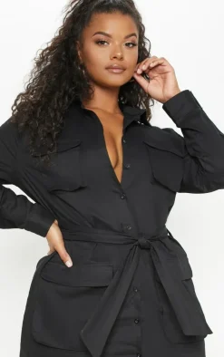 Plus Utility Shirt Dress-PrettyLittleThing New