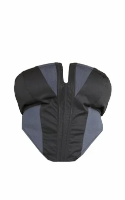 Hot PrettyLittleThing Plus V Bar Panel Detail Corset Black