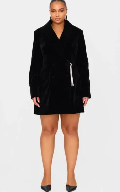 Plus Velvet Bow Detail Blazer-PrettyLittleThing Online