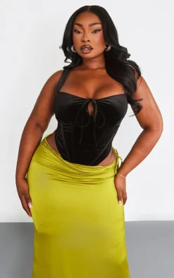 PrettyLittleThing Corsets*Plus Velvet Tie Front Boned Corset