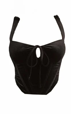 PrettyLittleThing Corsets*Plus Velvet Tie Front Boned Corset