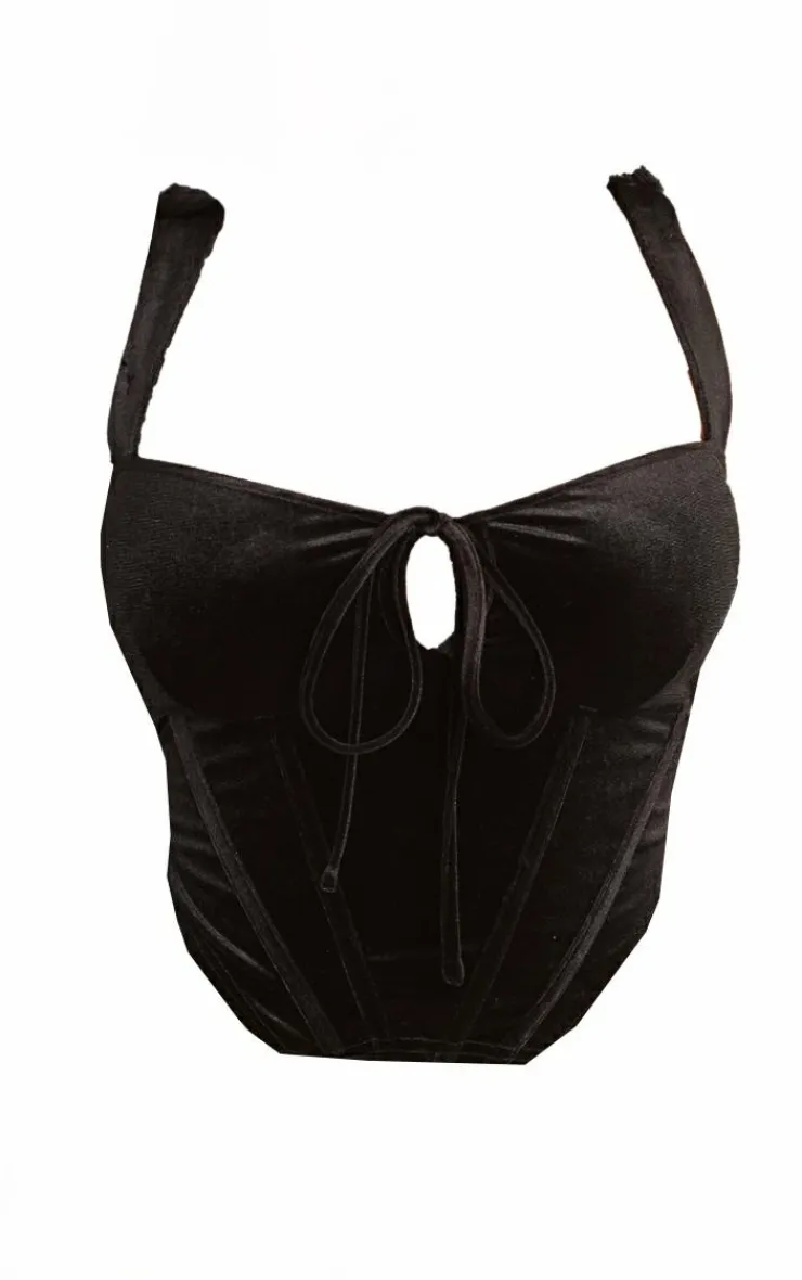 PrettyLittleThing Corsets*Plus Velvet Tie Front Boned Corset
