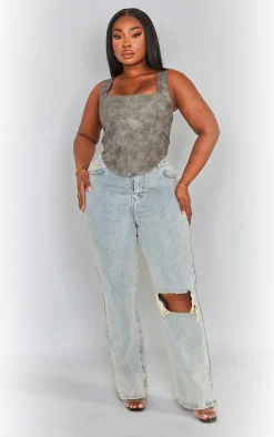 PrettyLittleThing Corsets*Plus Washed Faux Leather Boned Corset