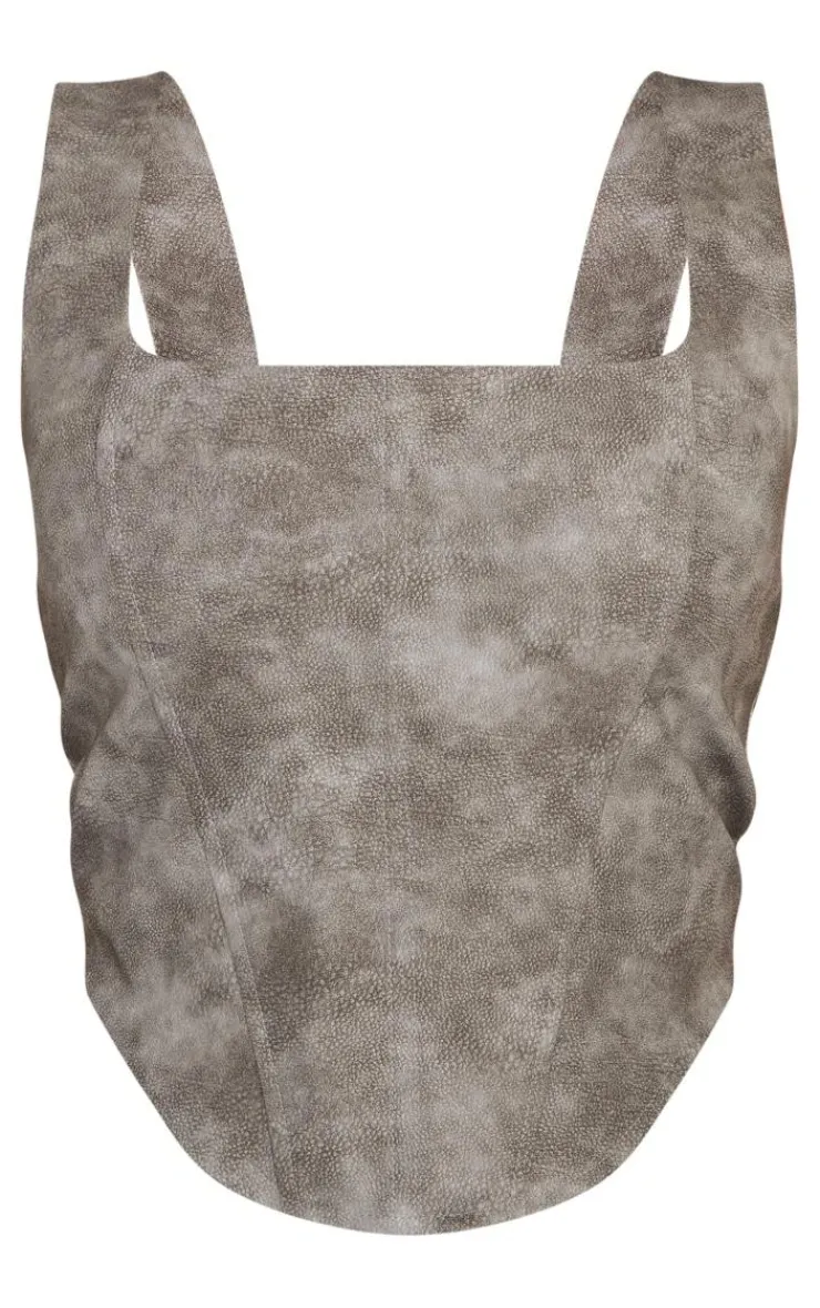 PrettyLittleThing Corsets*Plus Washed Faux Leather Boned Corset