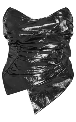 Plus Washed Faux Leather Ruched Bandeau Corset-PrettyLittleThing Best
