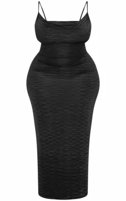 Plus Wavy Plisse Cowl Neck Maxi Dress-PrettyLittleThing Online