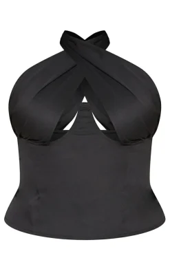 Plus Woven Cross Over Zip Top-PrettyLittleThing Best