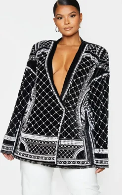 Plus Woven Embellished Beaded Oversized Blazer-PrettyLittleThing Hot