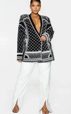 Plus Woven Embellished Beaded Oversized Blazer-PrettyLittleThing Hot