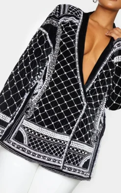 Plus Woven Embellished Beaded Oversized Blazer-PrettyLittleThing Hot