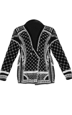 Plus Woven Embellished Beaded Oversized Blazer-PrettyLittleThing Hot