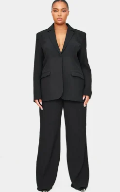 Plus Black Woven Fitted Premium Blazer