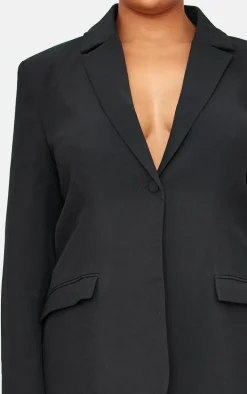 Plus Black Woven Fitted Premium Blazer