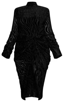 Plus Zebra Devore High Neck Draped Midi Dress-PrettyLittleThing Outlet