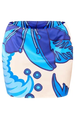 Outlet PrettyLittleThing Plus Abstract Mini Skirt Blue