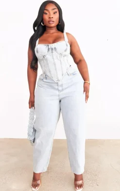 PrettyLittleThing Corsets*Plus Acid Wash Denim Corset