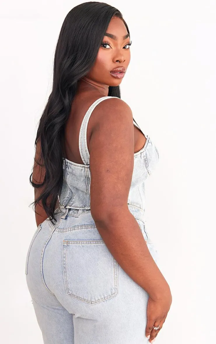 PrettyLittleThing Corsets*Plus Acid Wash Denim Corset