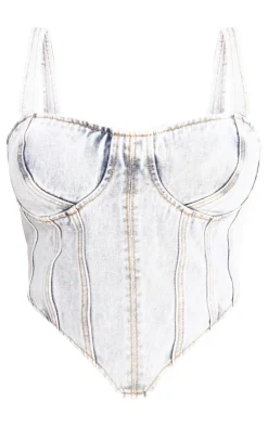 PrettyLittleThing Corsets*Plus Acid Wash Denim Corset