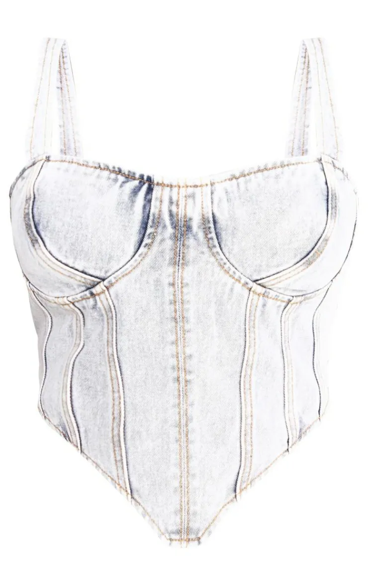 PrettyLittleThing Corsets*Plus Acid Wash Denim Corset