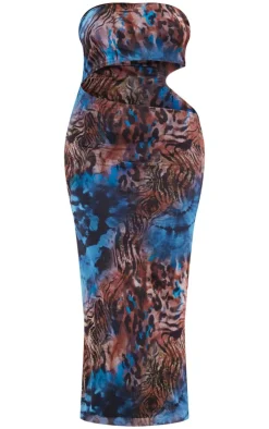 Plus Animal Print Meshed Cut Out Maxi Dress-PrettyLittleThing Online