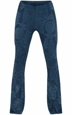 Plus Blue Contrast Textured Rib Flare Beach Pants