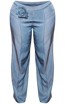 PrettyLittleThing Plus Corsage Detail Pants Blue