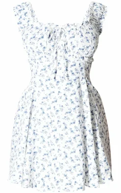 Plus Ditsy Floral Ruched Tie Shift Dress-PrettyLittleThing Outlet