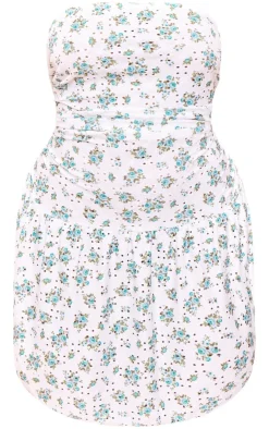 Plus Floral Printed Broderie Frill Bandeau Bodycon Dress-PrettyLittleThing Clearance