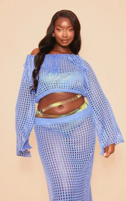 PrettyLittleThing Knitted Tops*Plus Knitted Cropped Tassel Detail Top
