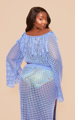 PrettyLittleThing Knitted Tops*Plus Knitted Cropped Tassel Detail Top