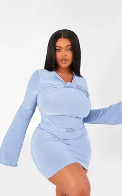 Plus Knot Front Detail Bodycon Dress-PrettyLittleThing Outlet