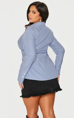 PrettyLittleThing Shirts*Plus Pinstripe Woven Fitted Shirt